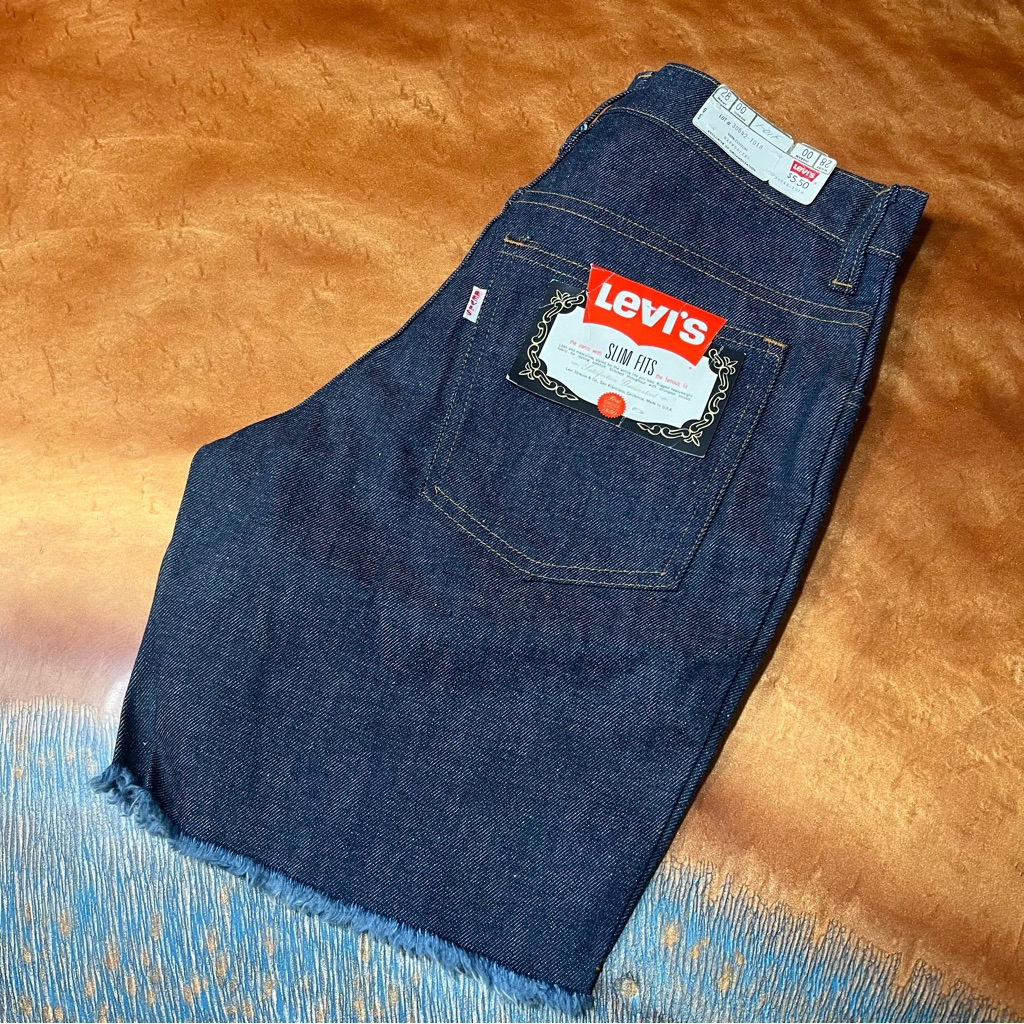 Vintage Levi’s Big E Denim Slim Fits Shorts Fringe Raw Hem Made Usa Deadstock